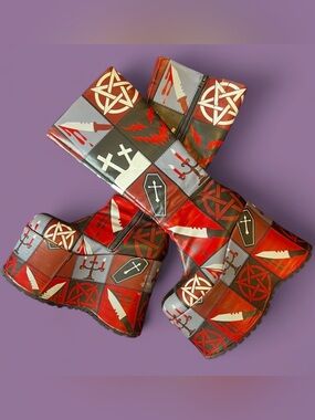 RARE Trickz n Treatz x Dolls Kill - Exercise Caution Platform Boots